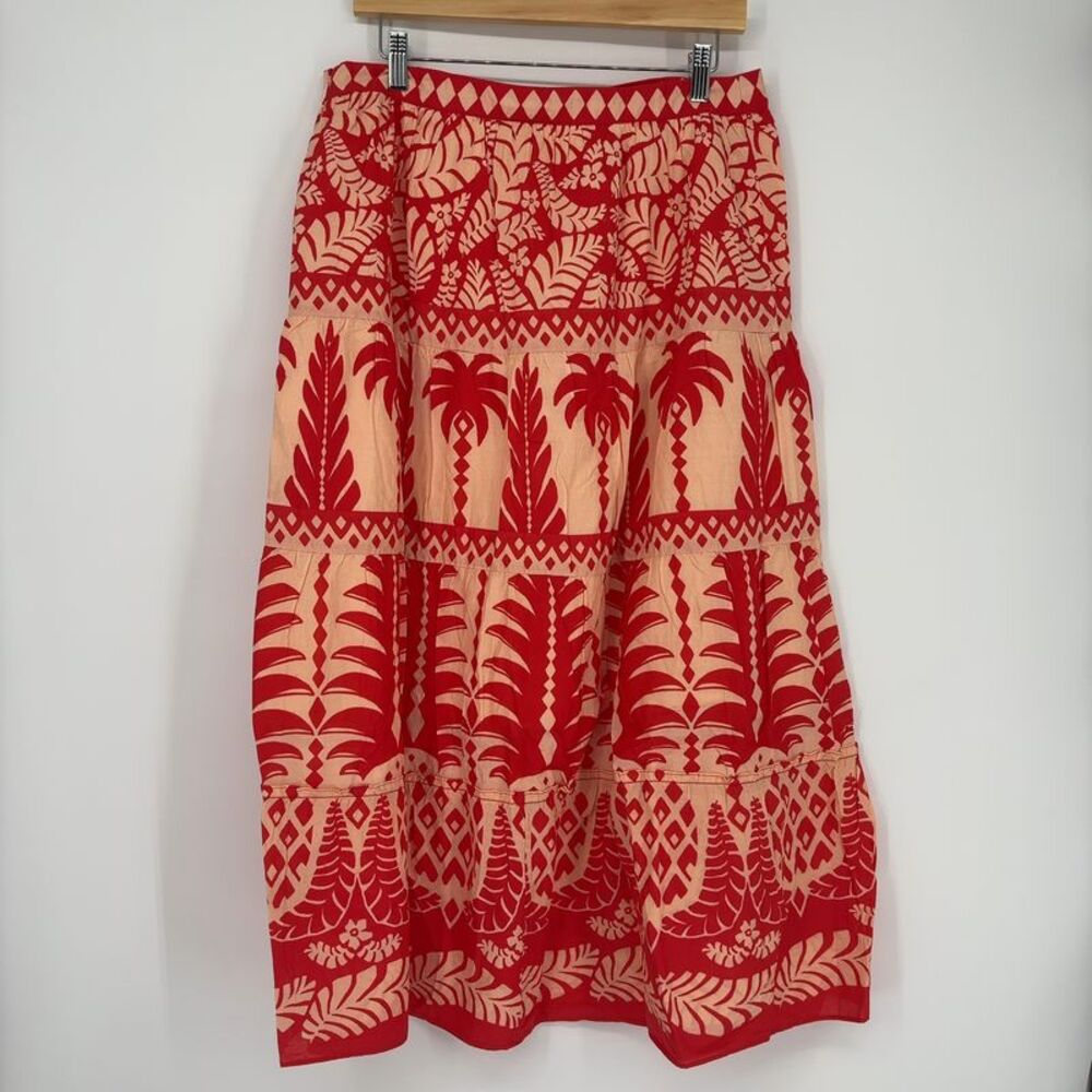 FARM Rio Red and Cream Midi Skirt - Picture 3 of 3